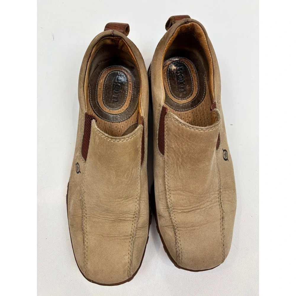 Born Mens Slip On Loafers Tan Brown Leather Casual Walking Shoes M1198 8.5